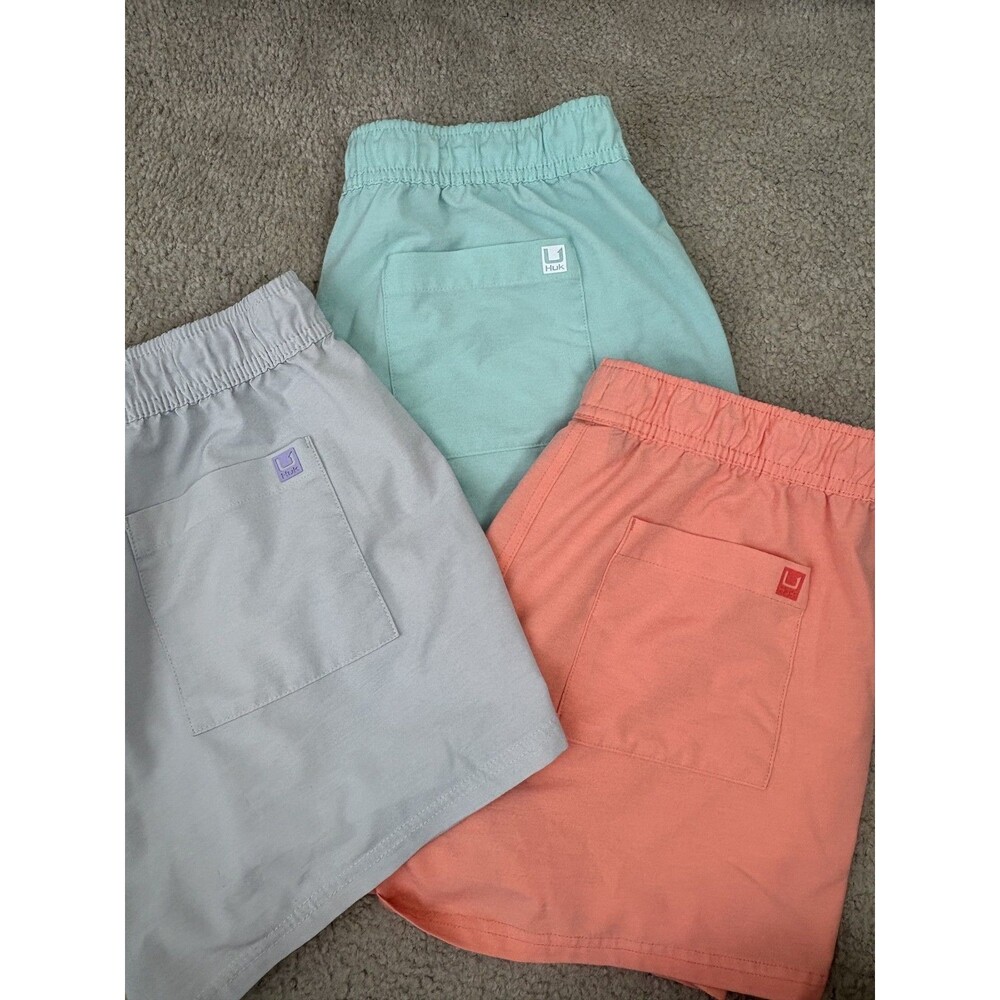 Huk Women's Small Performance Shorts Bundle Lot of 3 Coral Mint Gray Fishing S